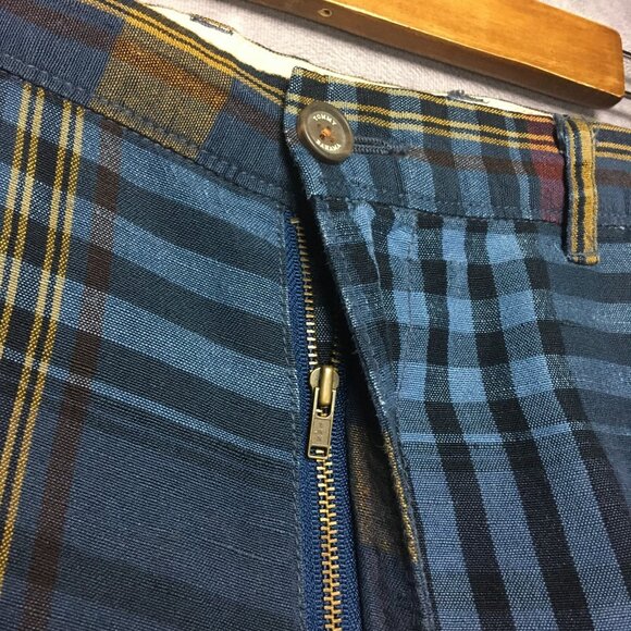 Tommy Bahama Mens Linen Shorts size 40 Blue Plaid Flat Front Casual Summer - Picture 11 of 14